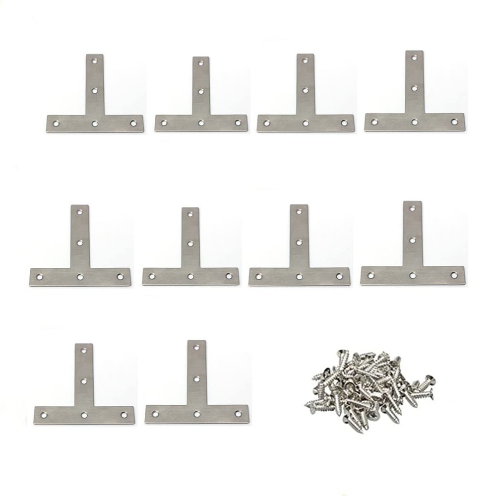 T Brackets, 10PCS Stainless Steel T Flat T Shape Medium, Silver