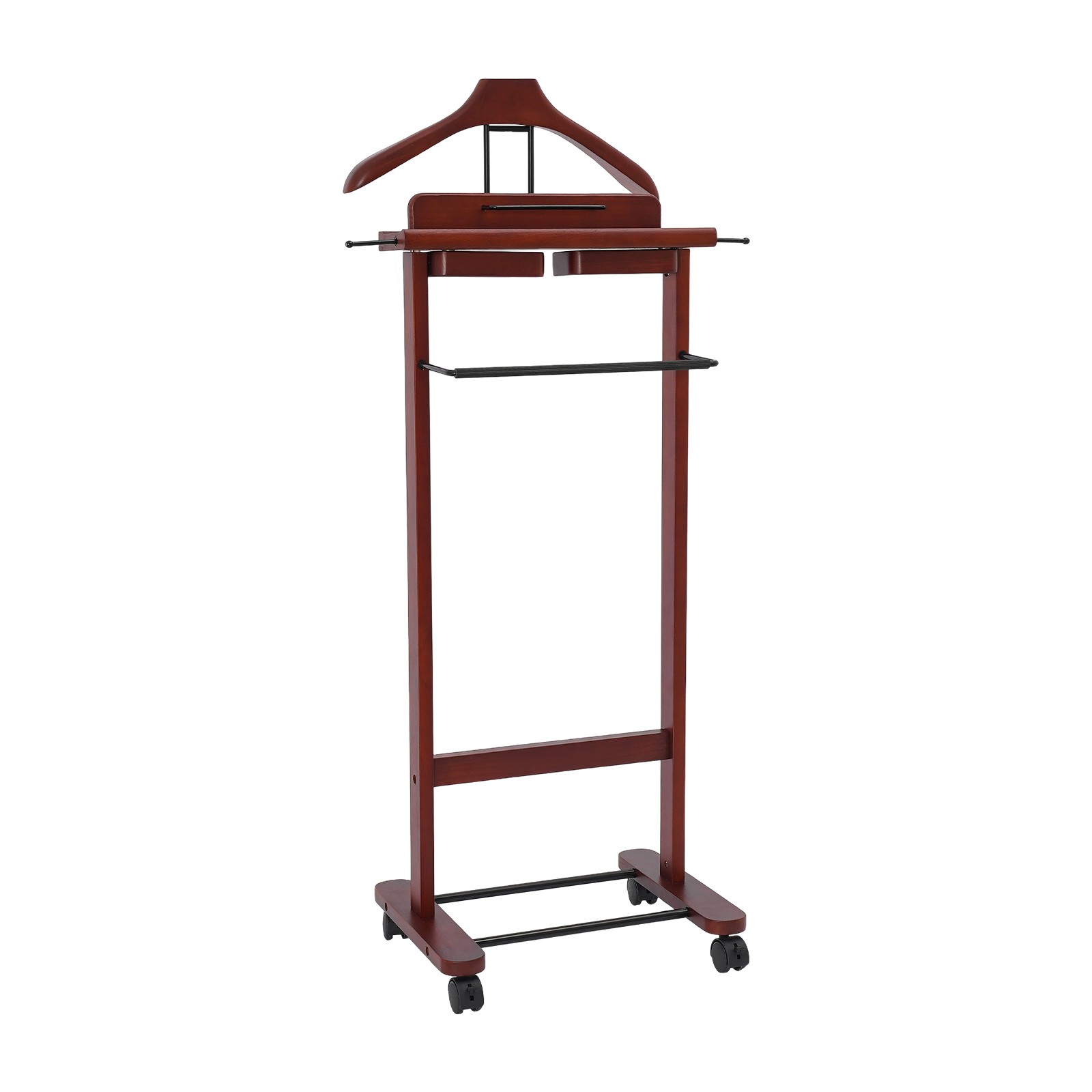 30kg Capacity Wood Suit Rack Freestanding Clothing Stand Suit Stand W/Wheels