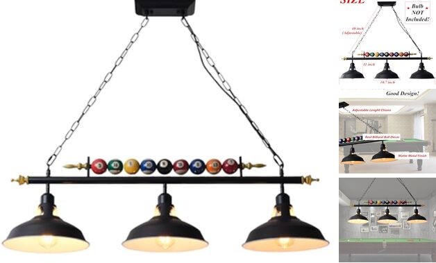 Billiard Pool Table Lights Hanging Over Pool Table with Billiard Ball 3 Lights