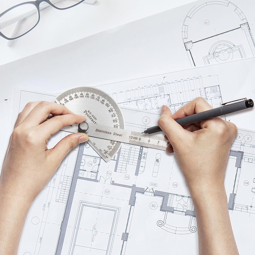 Lightweight Angle Measurement Tool – Stainless Steel Protractor with Laser Etch