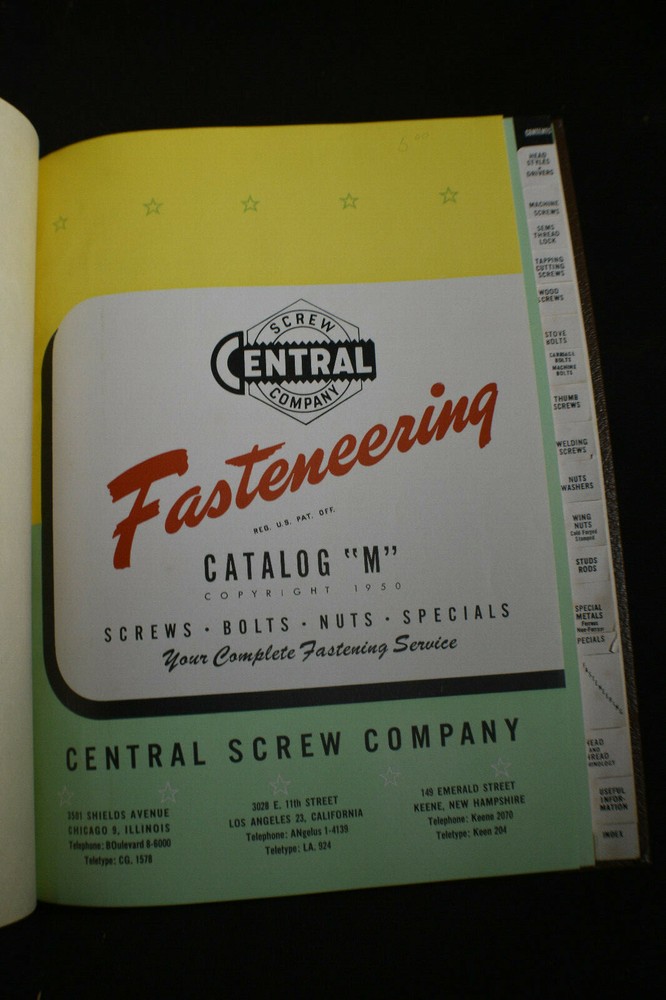 1950 Central Screw Company 'Fasteneering' Catalog