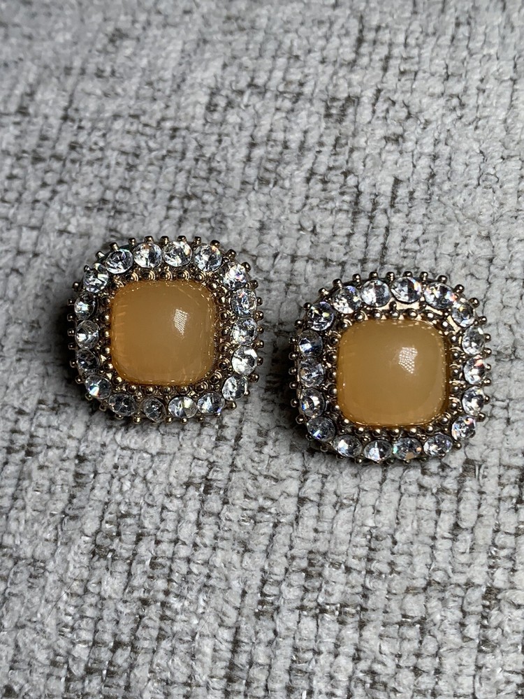 Vintage Statement Clip Ons rhinestones