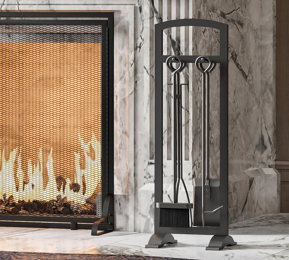 Compact 5-Piece Lightweight Fireplace Tool Set - Stylish Fire Pit Accessories