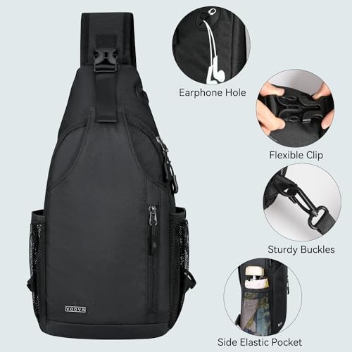 Crossbody Sling Backpack Sling Bag for Men Women, Travel Hiking Chest Black