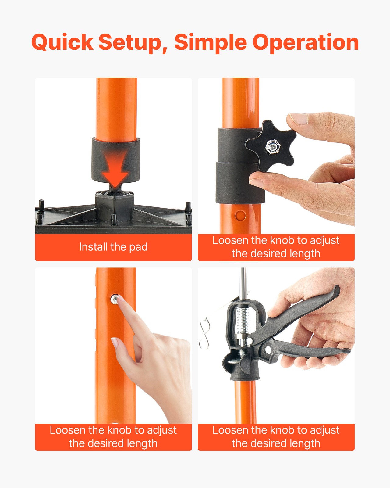 VEVOR 2Pcs Cabinet Jack Support Pole 21.3-60 in Telescopic Quick Support Rod