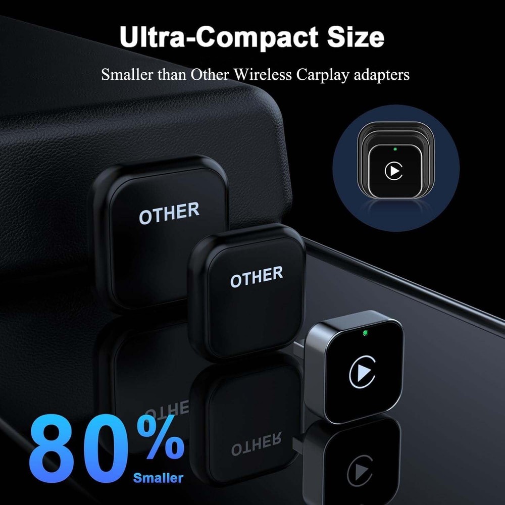 Wireless CarPlay Adapter for Apple iPhone & Android Auto USB Adapter Plug & Play