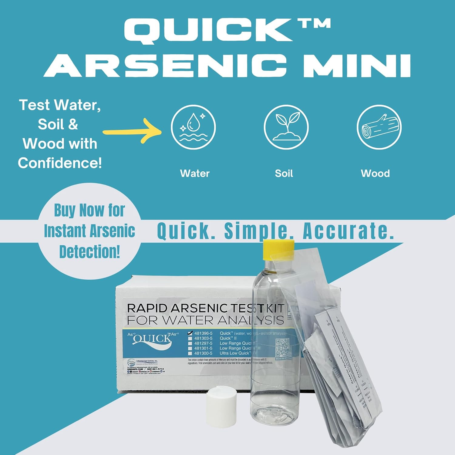 Quick 481396-5 Arsenic for Water Quality Testing, 5 Tests, 12 Minutes Test Time
