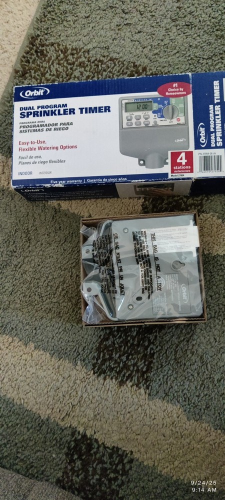 Sprinkler Timer, Orbit, Dual Program, 4 Stations, New - Open Box