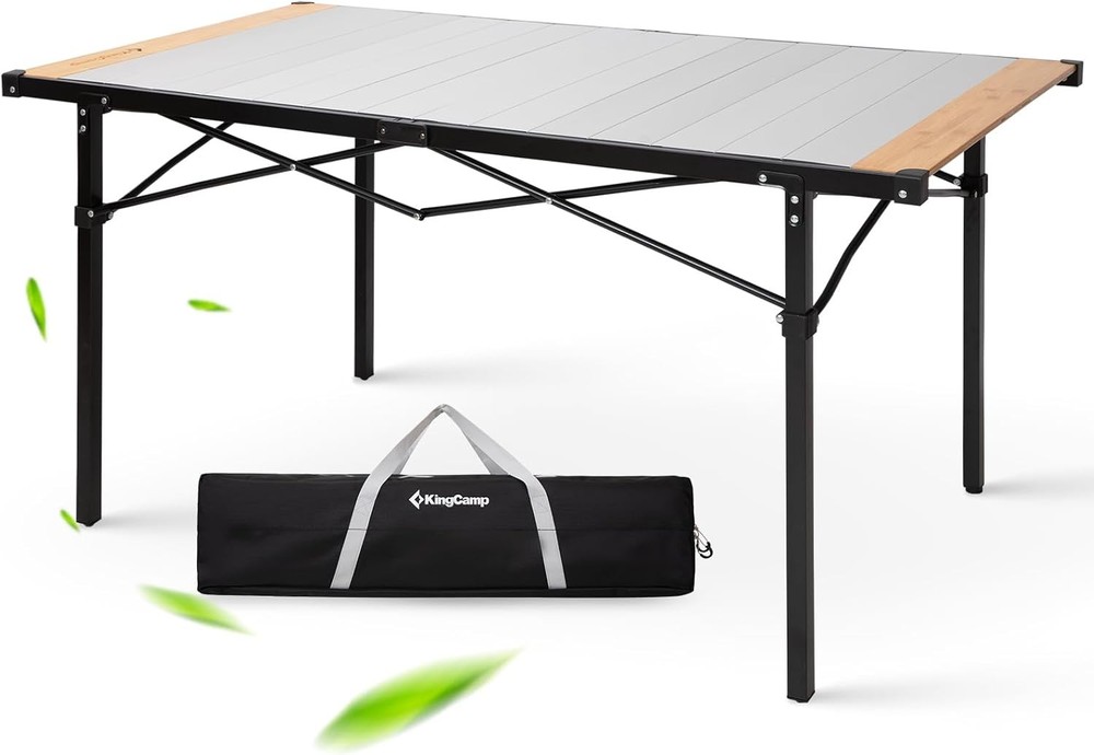 Aluminum Camping Table Foldable Large 53.5" Roll Up Camp Table Folding Seamless
