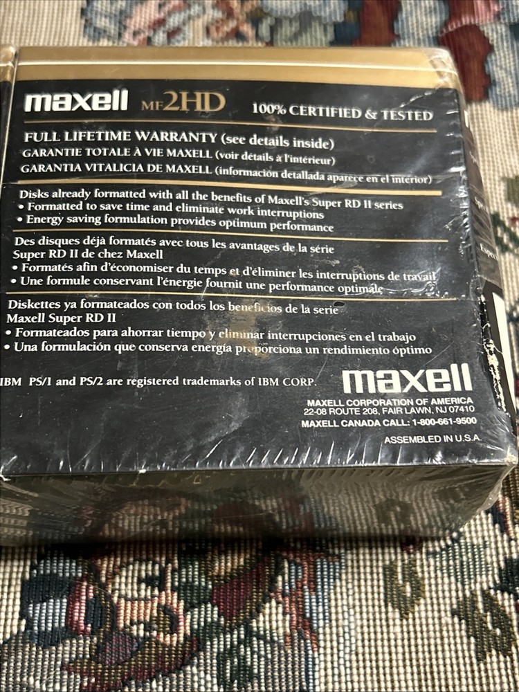 2-Maxell MF2HD 3.5" Micro Floppy Disks High Density Double Sided 10-Pack