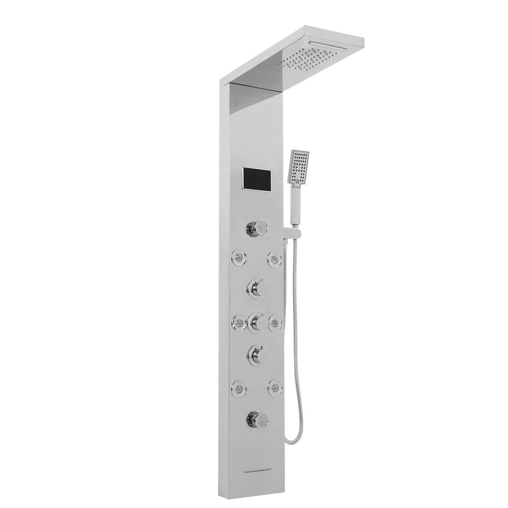White Shower Panel With Waterfall / Rainfall Overhead Shower+Handheld Shower NEW