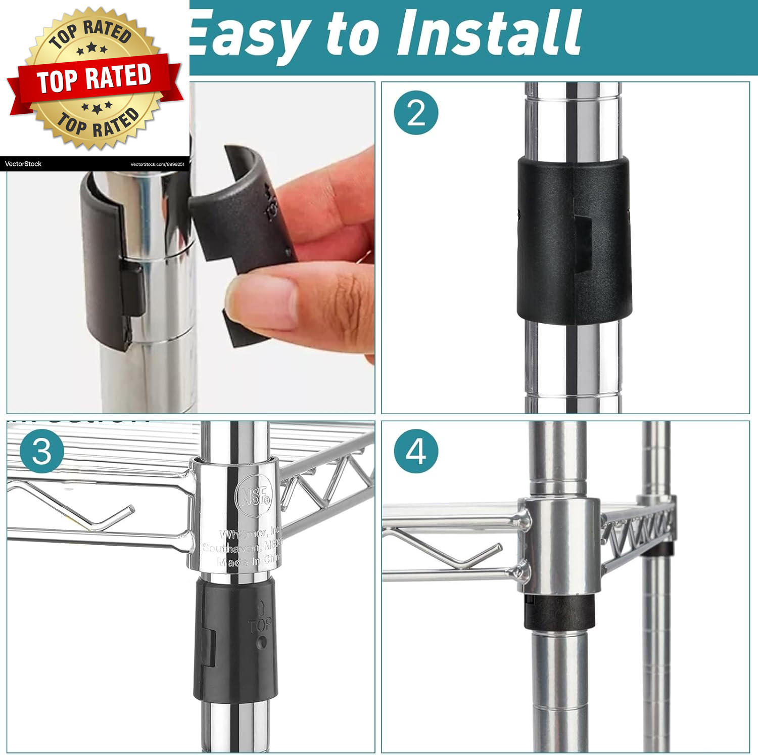 200 Pack Wire Shelving Shelf Lock Clips, 1 Inch Wire Shelf Clips for Post