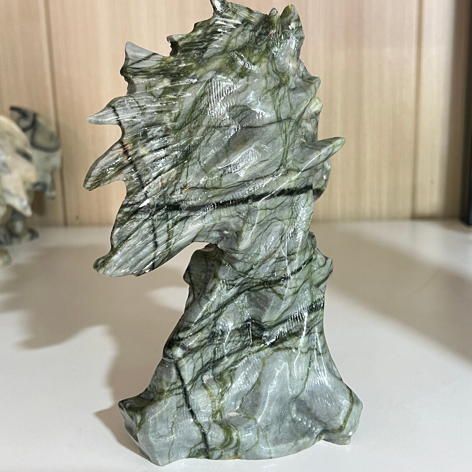 2.97LB Natural yushu stone Quartz Carved horse's head skull Crystal healing 1PC