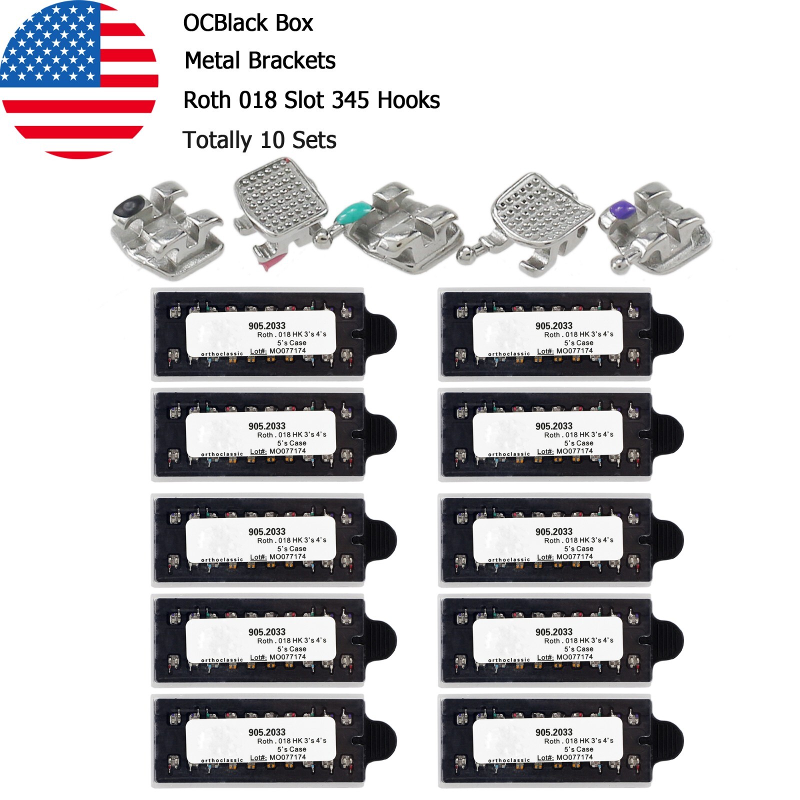 Dental Orthodontic Metal Brackets Braces Mini Roth MBT 018 022 345 Hooks MIM