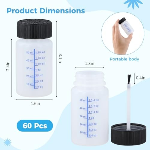60 Pcs 2 Oz Touch Up Paint Container - Empty Paint Touch Up Bottles with