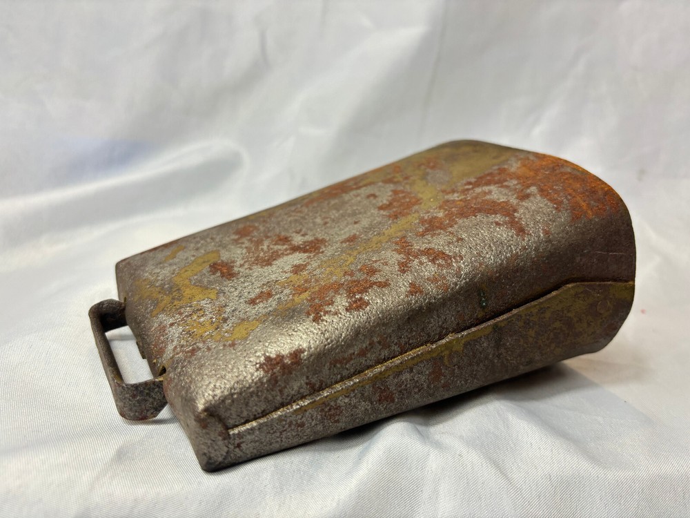 Antique Metal Cow Bell Folded Metal Riveted