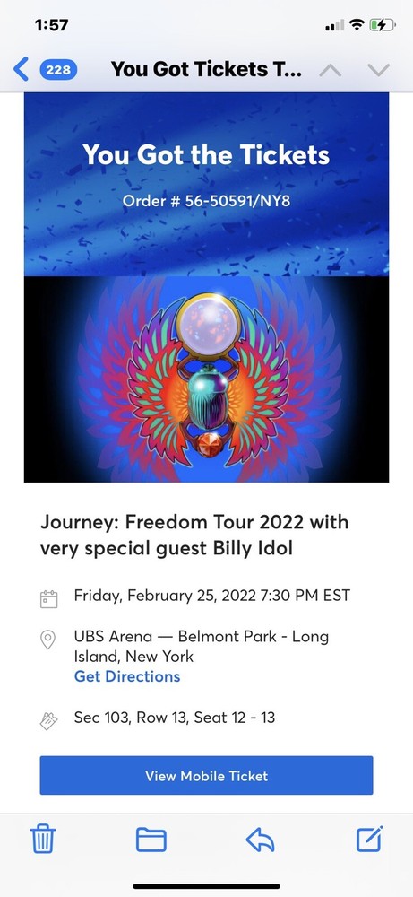 2 Tickets to Journey concert