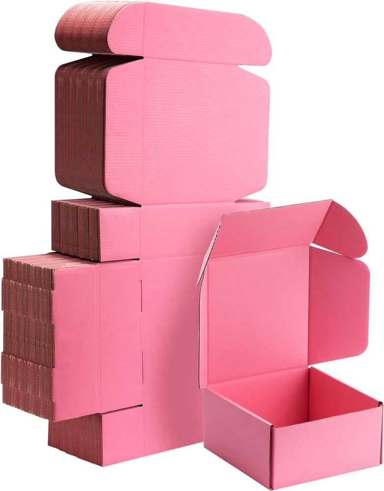 25 Pack Pink Shipping Boxes Cardboard Mailer Boxes for Packaging Gift Boxes