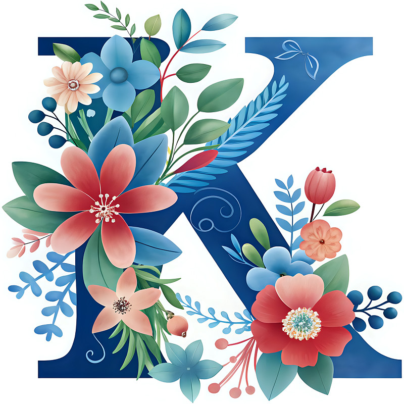 30 Custom Flowered Letter K Personalized Address Labels