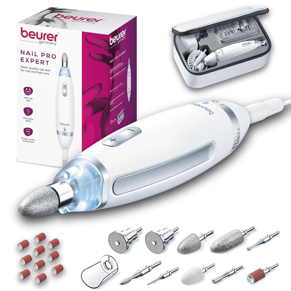 Professional Nail File Machine, LED Light, Storage Case