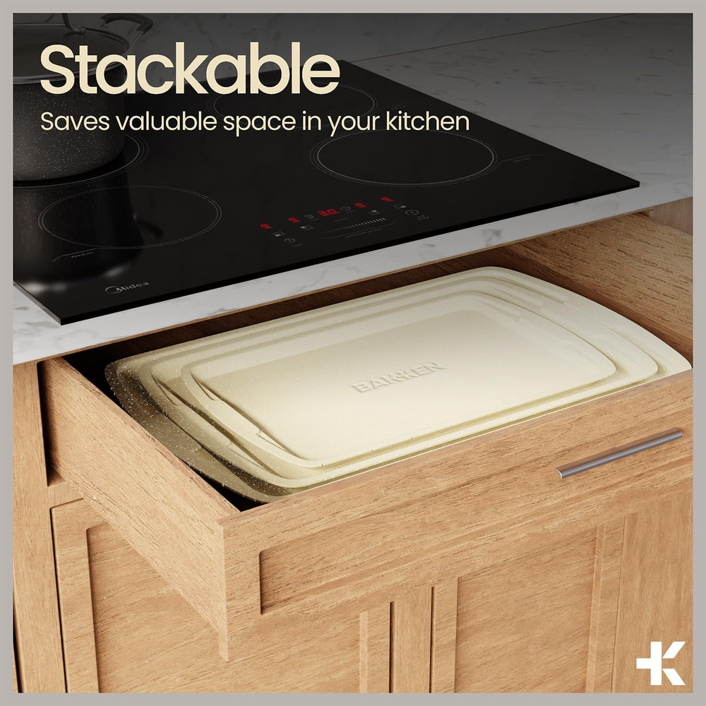 Bakken Swiss - Bakeware Set – 6 Piece – Stackable, Deluxe, Non-Stick Baking Pans