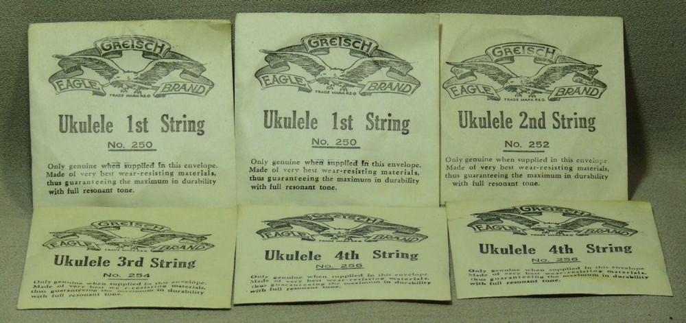 Two Vintage Gretsch Eagle Brand Ukulele Replacement String Set