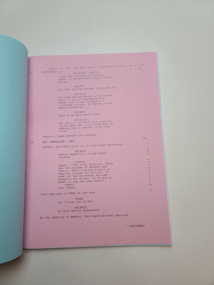 CASTLE / Terri Edda Miller TV Script, Sterling K. Brown "The Wrong Stuff"
