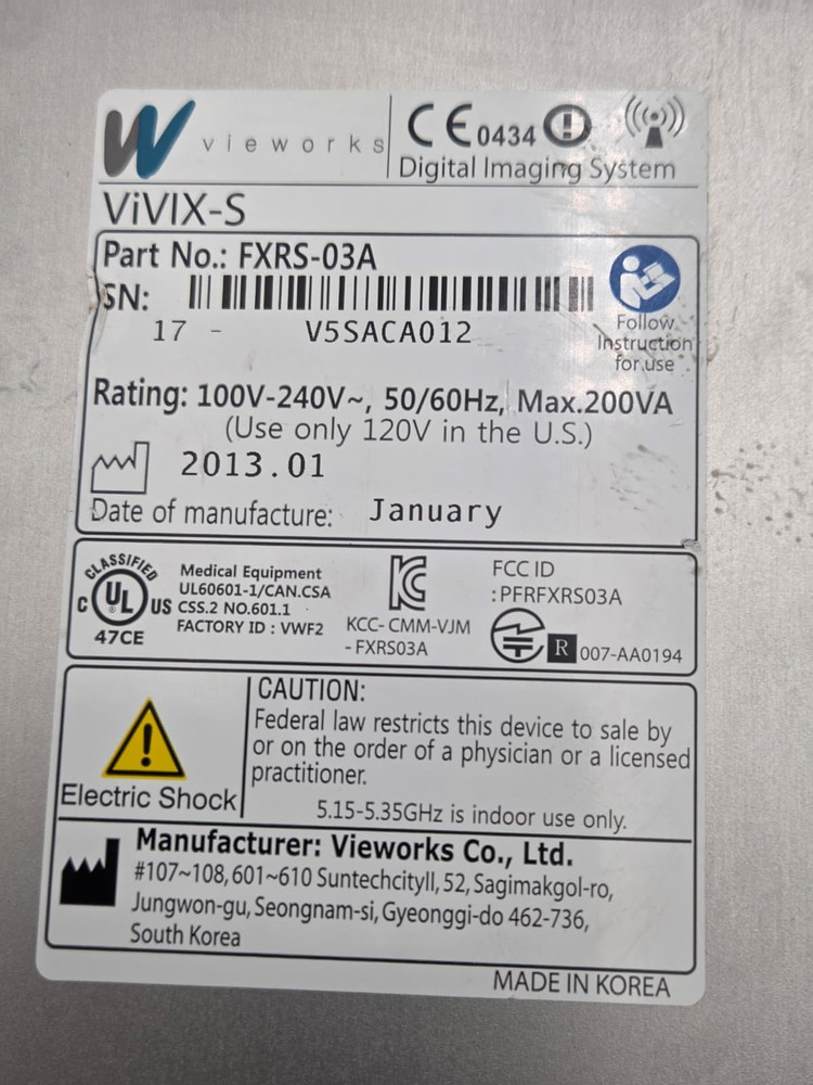 Vieworks Vivix-S Wireless FXRS-03A Digital Imaging System Panel Control Unit