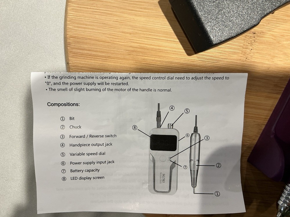 Nail Grinding Machine SG-703 Forward Reverse Dual Direction Flexible Extension