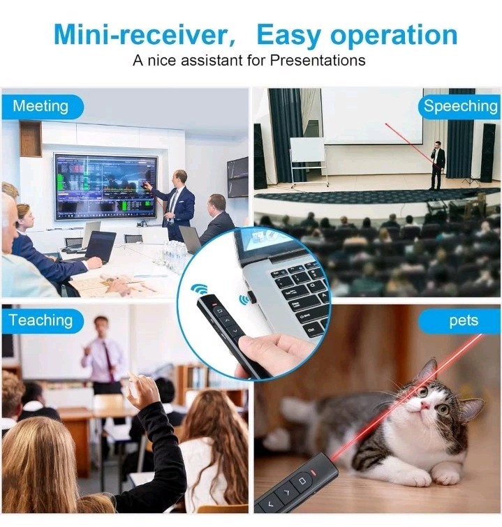 Wireless Presenter Remote, Presentation Clicker with Hyperlink & Volume