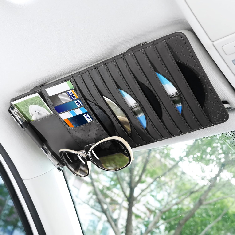 Sun Visor CD Case Holder for Car - Multi-Function Visor Organizer with CD/DVD St