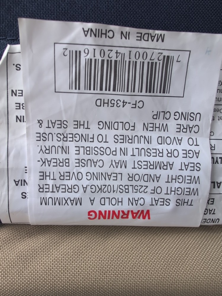 2 Folding Bleacher Or Stadium Seats Blue W/Back Rest wPocket Never Used/Open Pkg