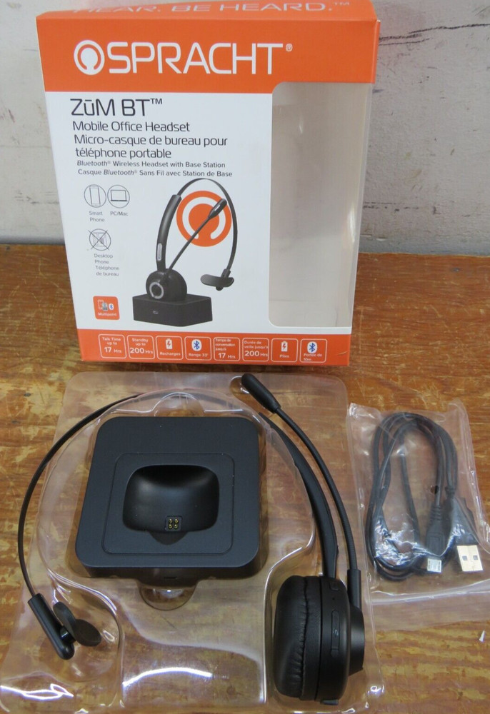 Spracht Zum BT Mobile Office Bluetooth Wireless Headset + Base
