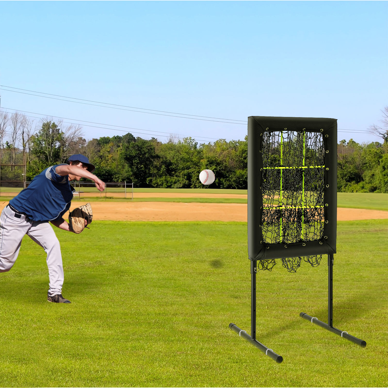 Baseball & Softball Pitchers Target | 9 Pocket Pitching Net 3 Adjustable Setting