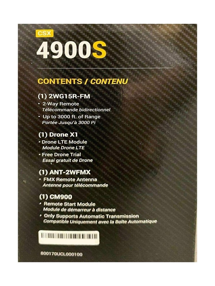 Compustar CSX4900-S 4-Button 2-Way, 3000' Remote Start System w/Drone X1LTE