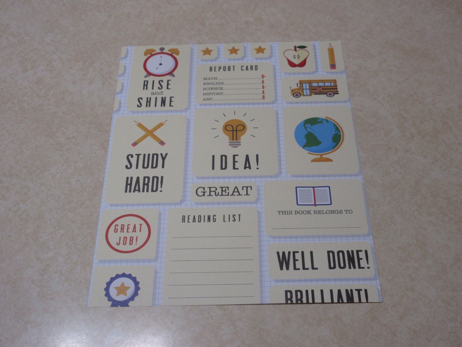 8.5" x 11" PARK LANE PAPER - ASSORTED SCHOOL PRINTS #2 - 10 SHEETS