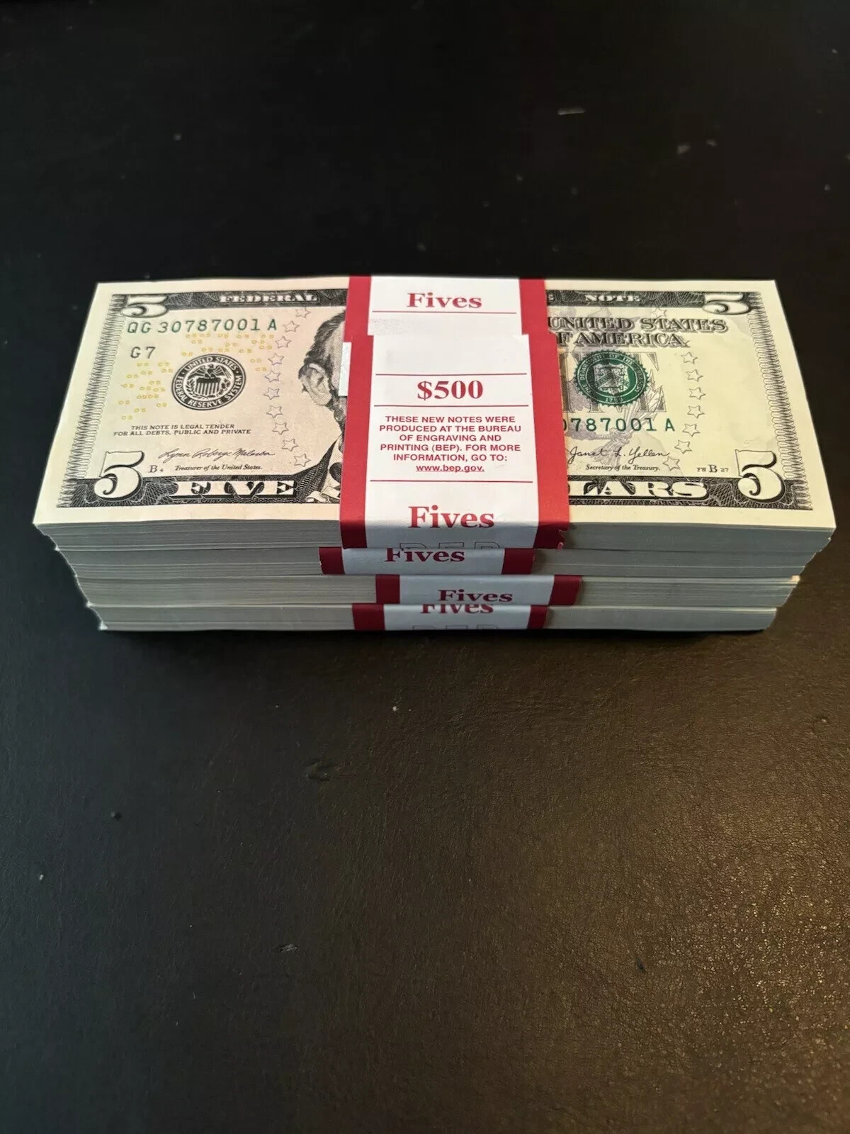 $100 in new $5 Bills - 20 Uncirculated Five Dollar Bills In Sequential Order