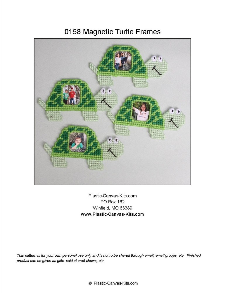 Turtle Magnetic Picture Frames- Plastic Canvas Pattern or Kit