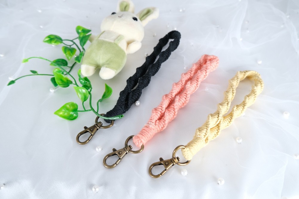 Macrame Wristlet  Macrame Keychains Boho Keychains Braided Macrame Wristlet USA