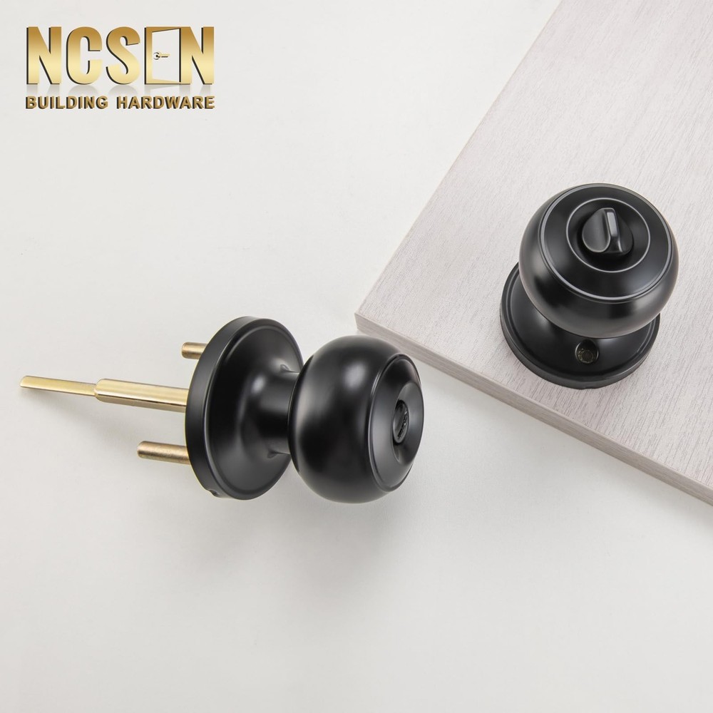8 Pack Black Door Knobs Interior Keyless, Door Knobs for Bathroom & Bedroom, ...