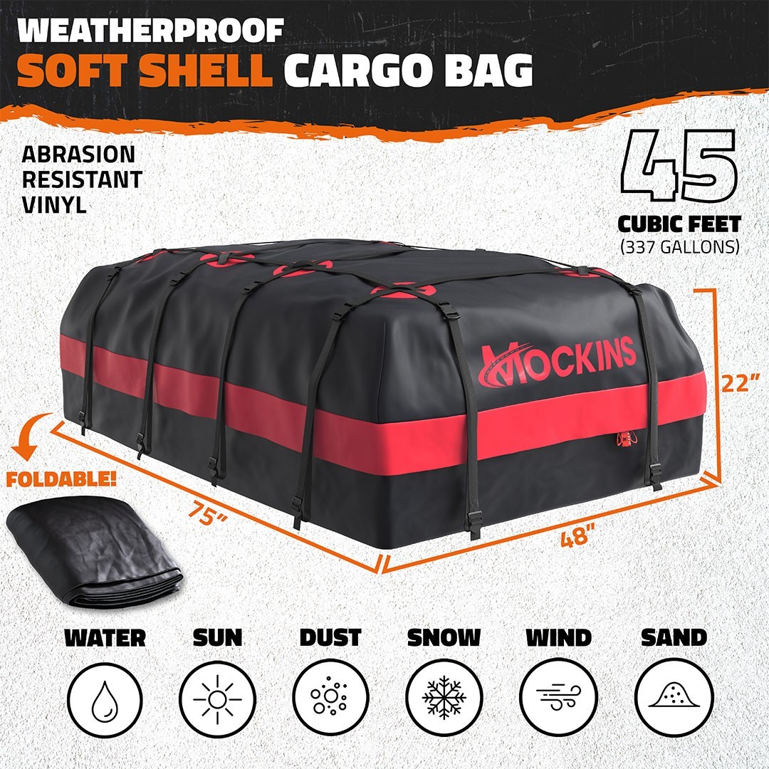 Mockins 45 Cu Ft. Red Waterproof Roof Cargo Bag (75"x 48"x 22")