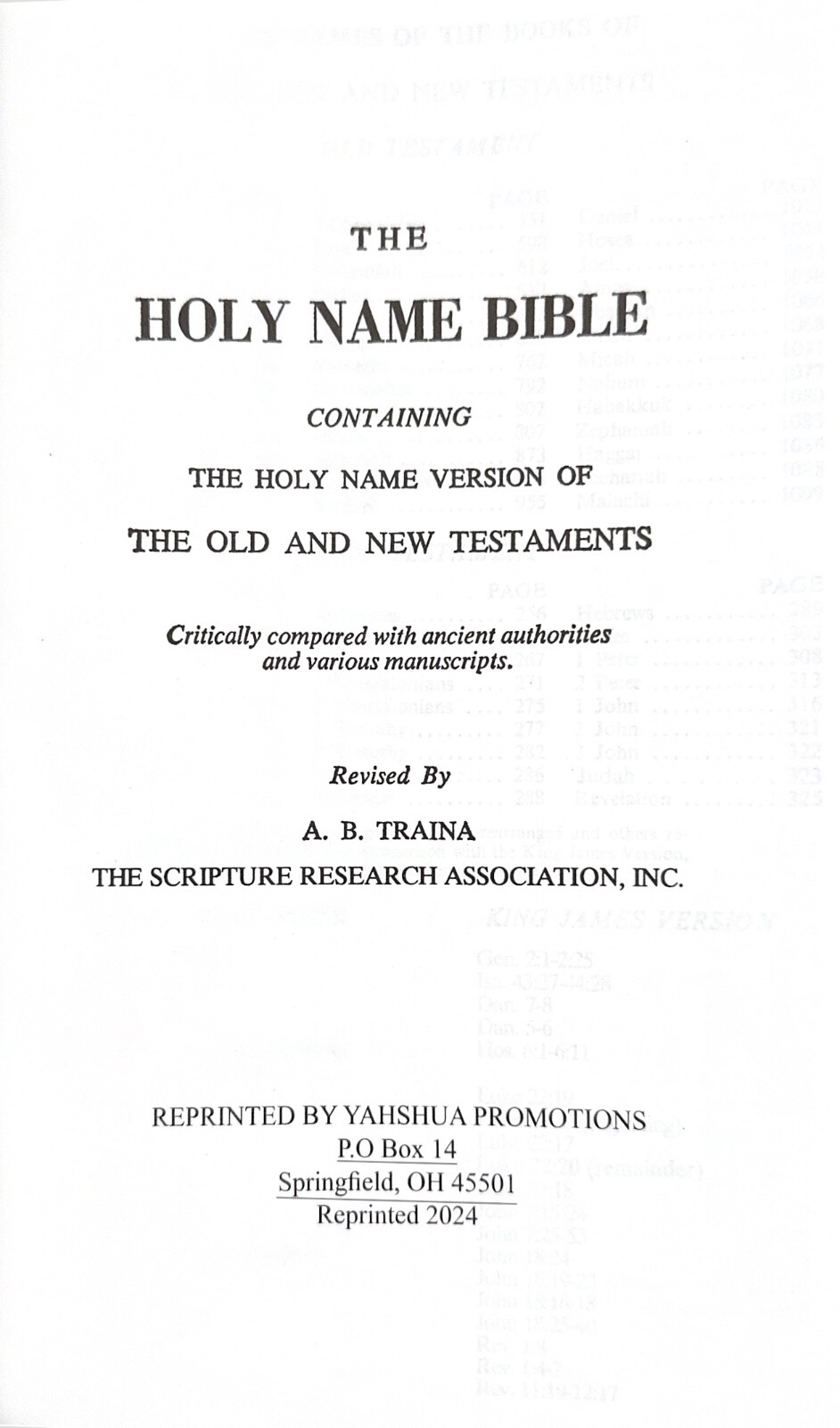 HOLY NAME BIBLE YAHWEH-ELOHIM-YAHSHUA NEW BLACK BONDED LEATHER (2024)