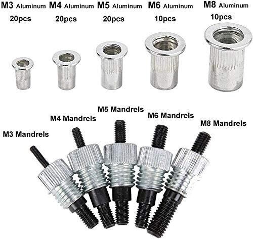 86Pc M3-M8 Threaded Nut Rivet Gun Insert Tool Riveter Rivnut Setter Riveting Kit