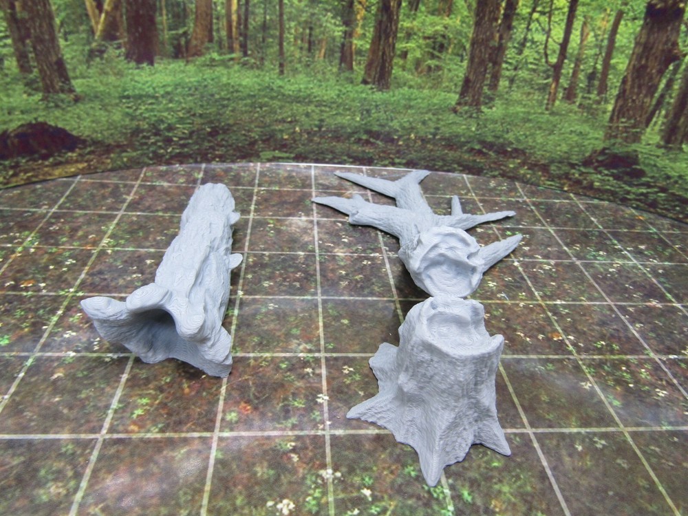 Fallen Tree and Mossy Log Pair Mini Scenery Terrain 3D Printed Model 28/32mm