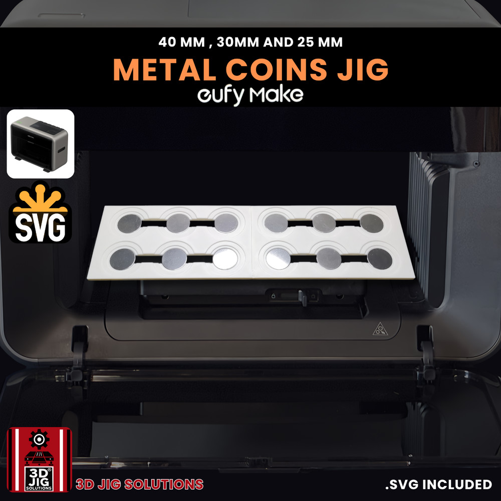 EufyMake E1 UV Printer Jig | Challenge Coin & Pendant Template