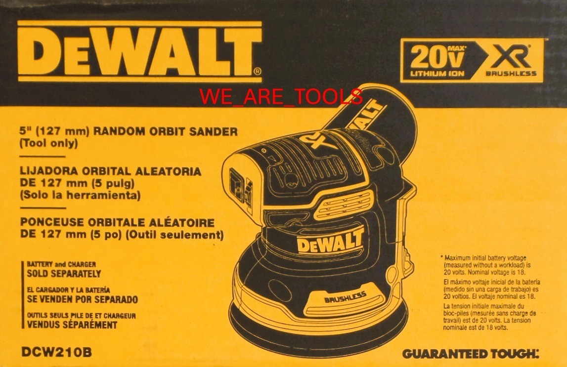 DeWalt DCW210B BOX 20V MAX Cordless 5" Variable Orbital Sander Brushless 20 Volt