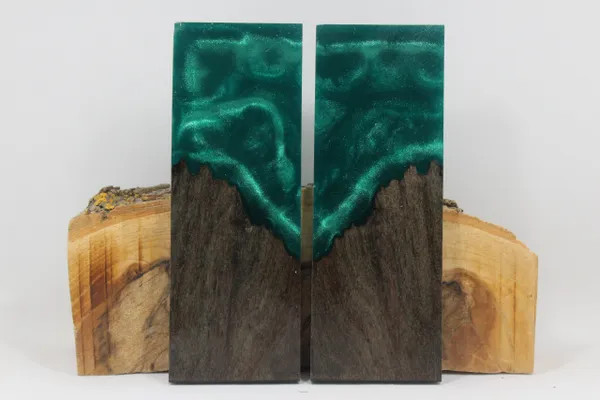 HYBRID STABILIZED DYED MAPLE GREEN CUSTOM COMPOSITE KNIFE HANDLE MATERIAL (8235)