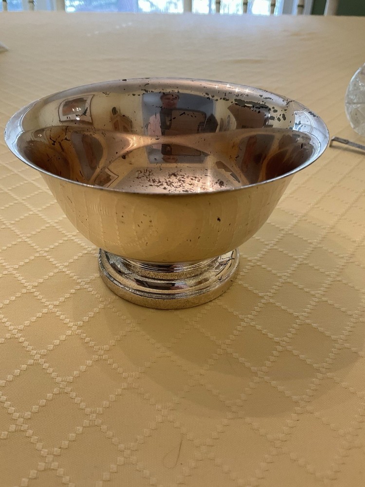 Footed Candy/Nut/Condiment Bowl Silver Plate. Engraved