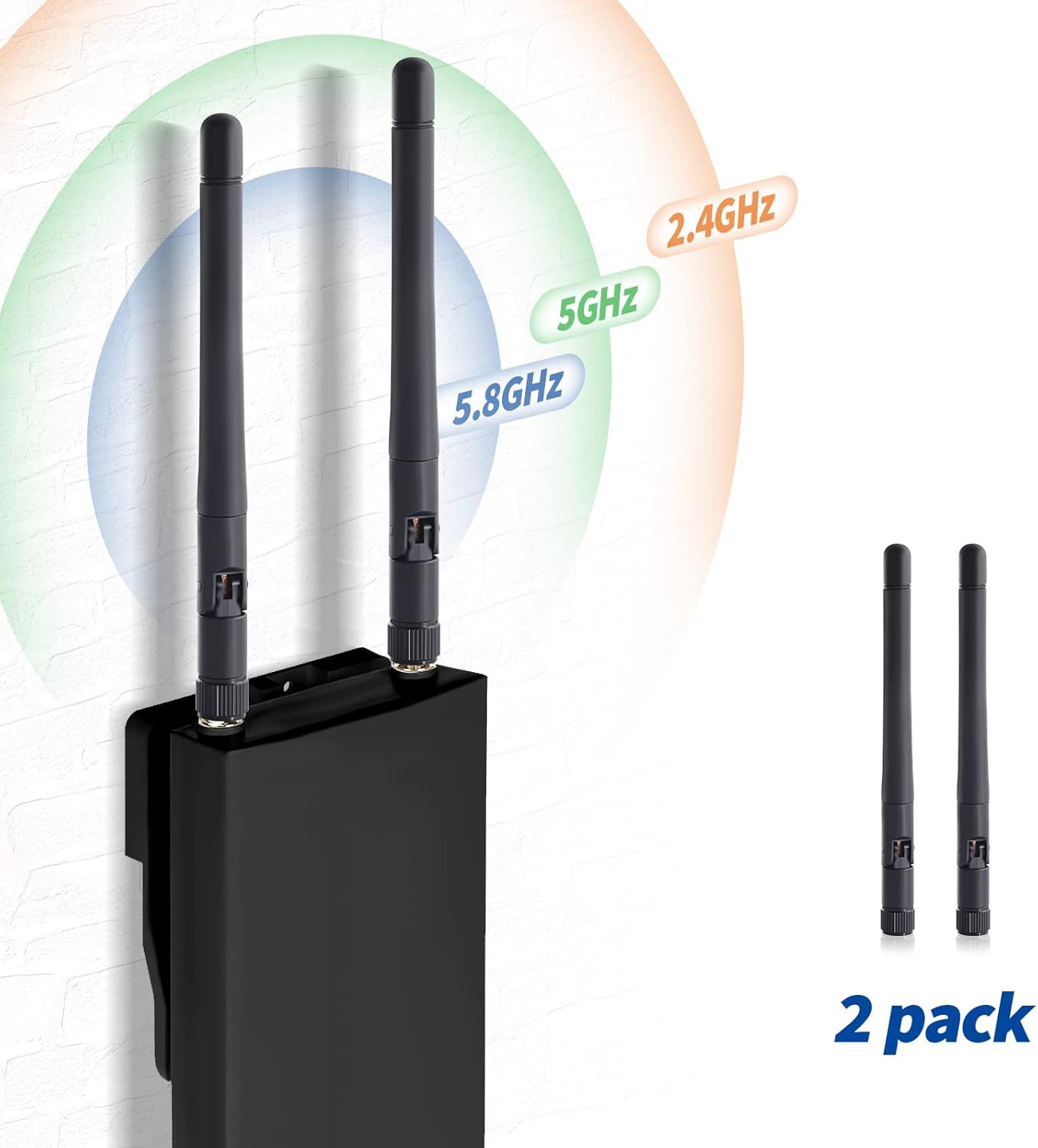 2-Pack SMA Antenna for WiFi 2.4GHz/5Ghz Wireless Router Card Male Pin
