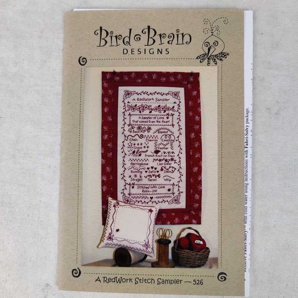 A Redwork Stitch Sample 526 Wall Hanging Stitchery Stitching Template 13" x 20"